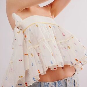 Free People Tie A Bow Top- Strapless Cropped Top- Small